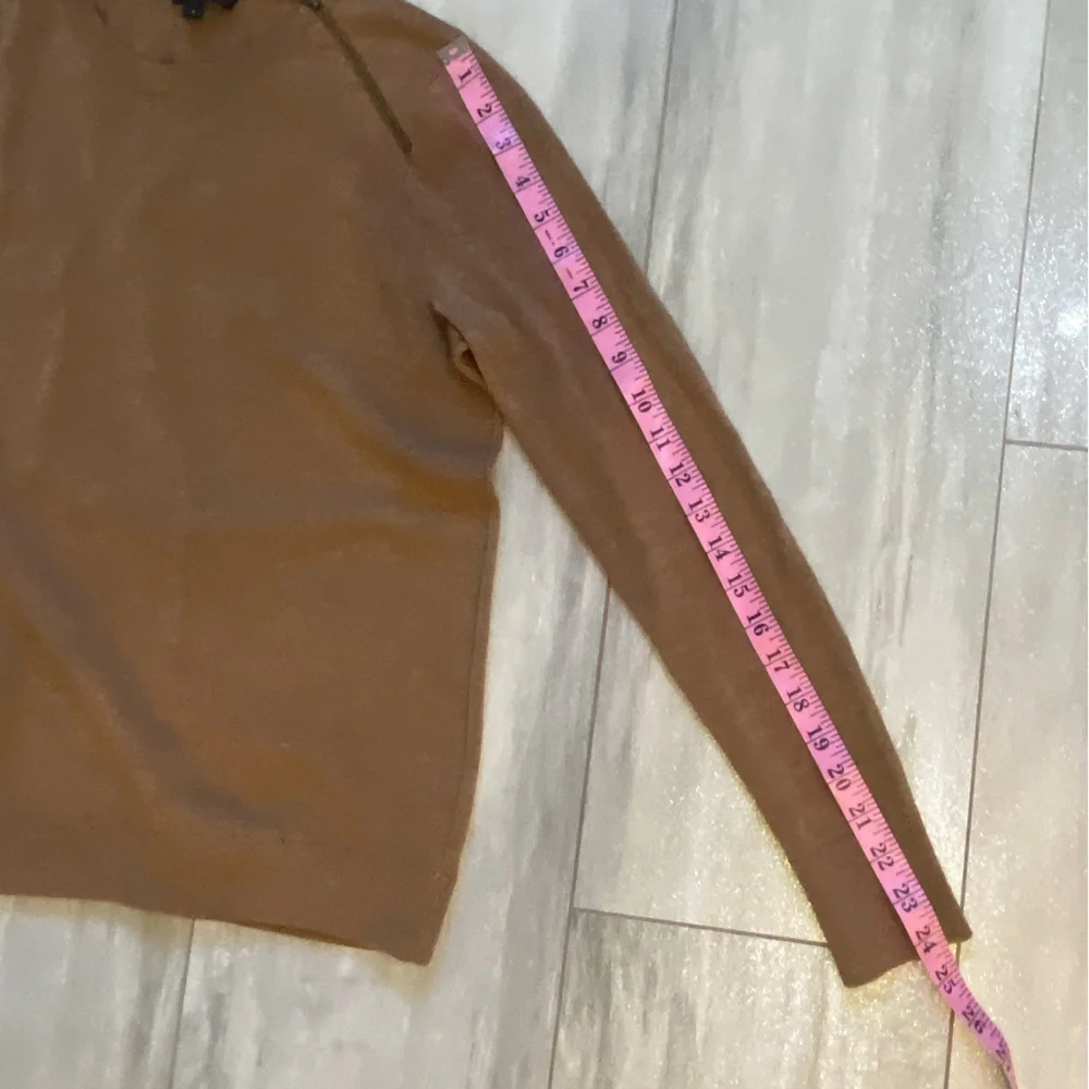 J. Crew Camel Brown Merino Wool Zipper Long Sleeve Crew Neck Sweater, small